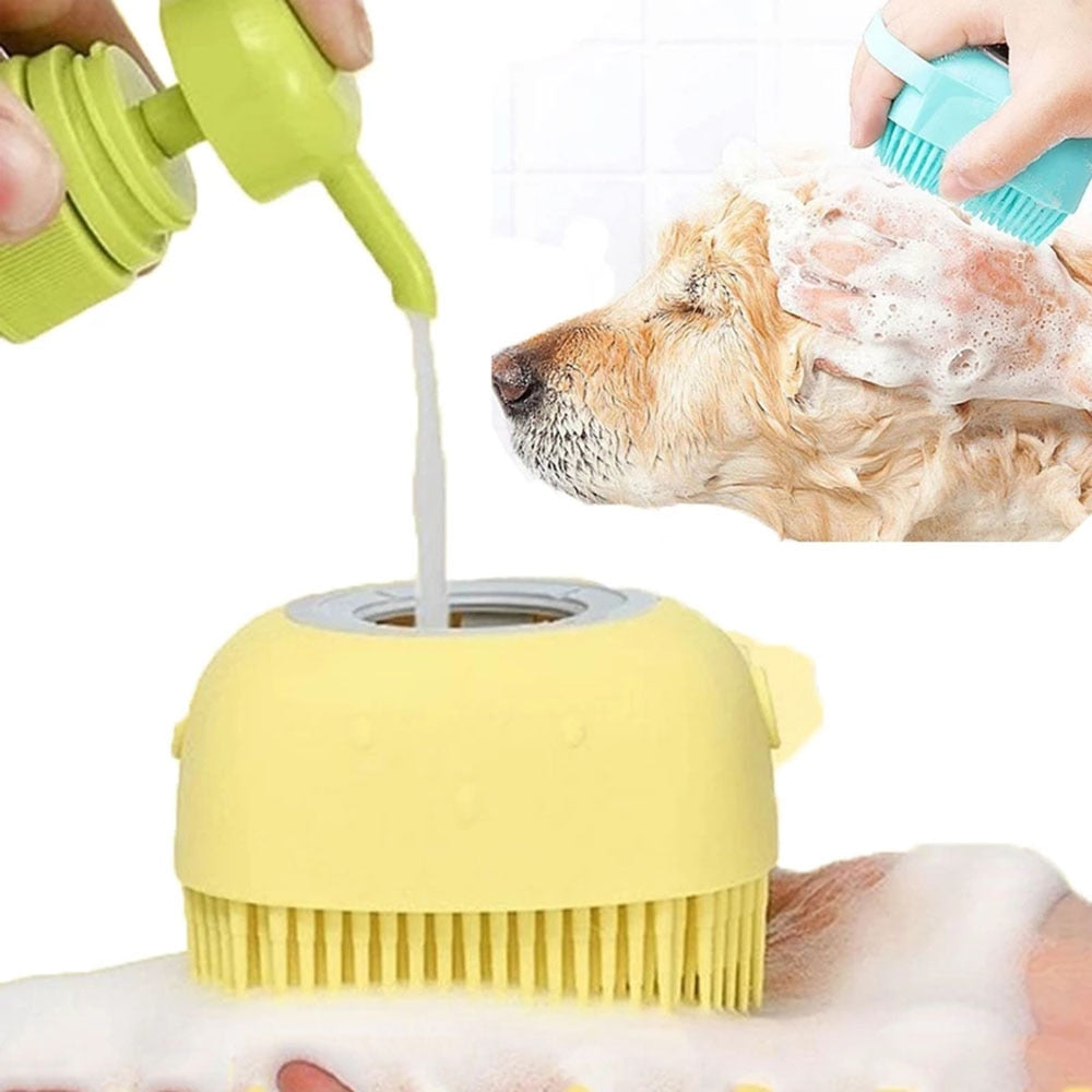 Silicone Bath Brush | Comfortable Use, Super Soft Shampoo Massager Brush for Dogs and Cats