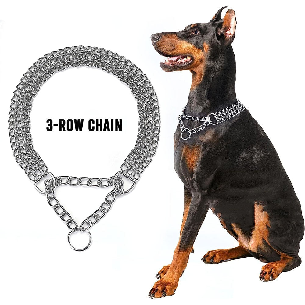 Seamless Three-Row Dog Choker Collar | No-Pull Martingale Collar for Training and Walking Dogs