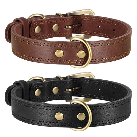 Durable Leather Dog Collar | Adjustable Collar for Medium & Large Dogs | Long-lasting Accessory